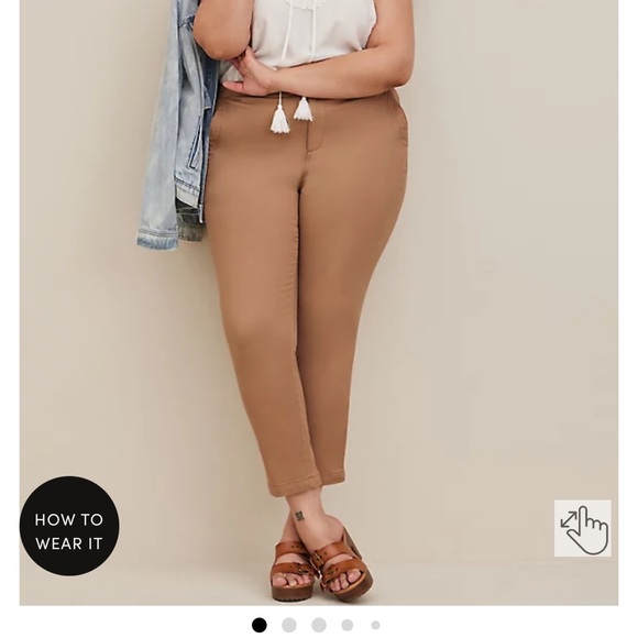 Torrid Comfort Flex Waist High Rise Taper Pants in Twill Camel - Picture 1 of 4